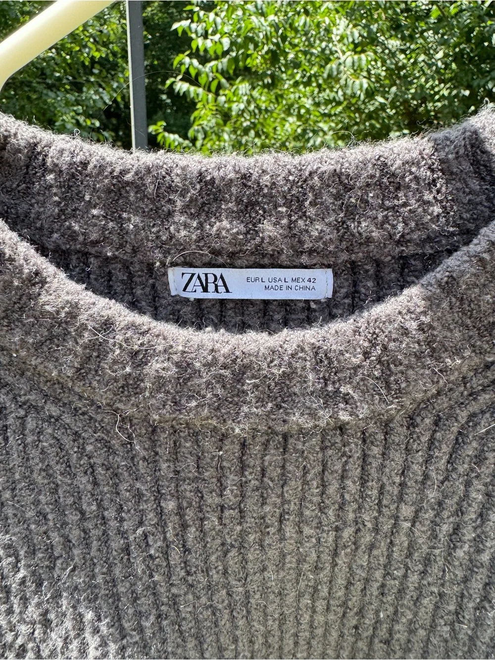 ZARA Cozy Ribbed Knit Sweater — Heather Gray